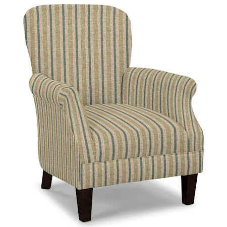 Tight Back Accent Chair with Tapered Exposed Wood Legs